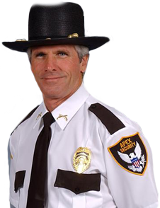 Headshot of Security Guard wearing a hat